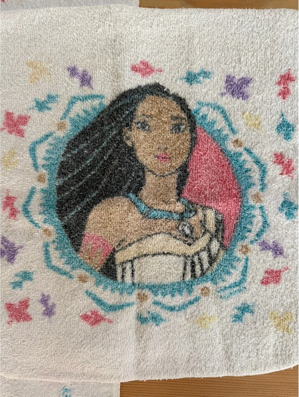 Vintage Disney Pocahontas Towel & Washcloth Set 90s Bath Set